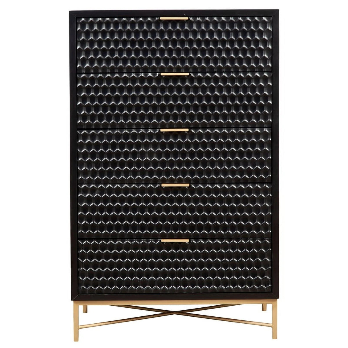 5 Drawer Chest and Wood Desk Set in Black N304