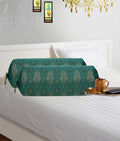Emerald Green Silk Jacquard Bolster Pillow Covers Set of 2 Pcs Z43115