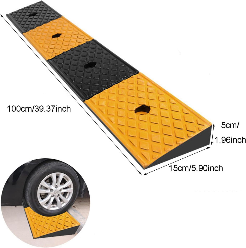 2" Rubber Curb Ramps Heavy Duty Loading Threshold Ramp 39.3x5.9x2 Inch S6768