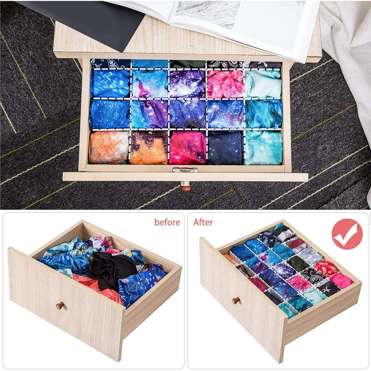 40 Pack White Drawer Dividers Organizer Set C925899