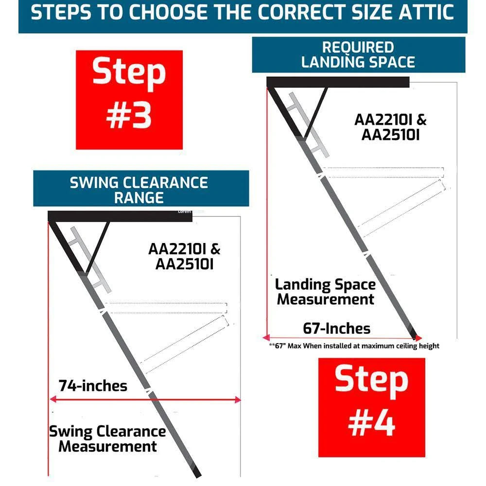 Aluminum Attic Ladder, 7 ft. 8 in. to 10 ft. 3 in., 25.5 in. x 54 in., 375 lbs. Maximum Load Capacity J552778