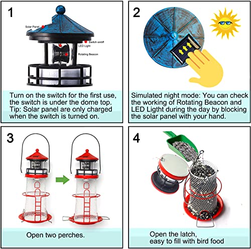 14'' Hanging Mesh Solar Bird Feeder with Rotating Beacon P931225