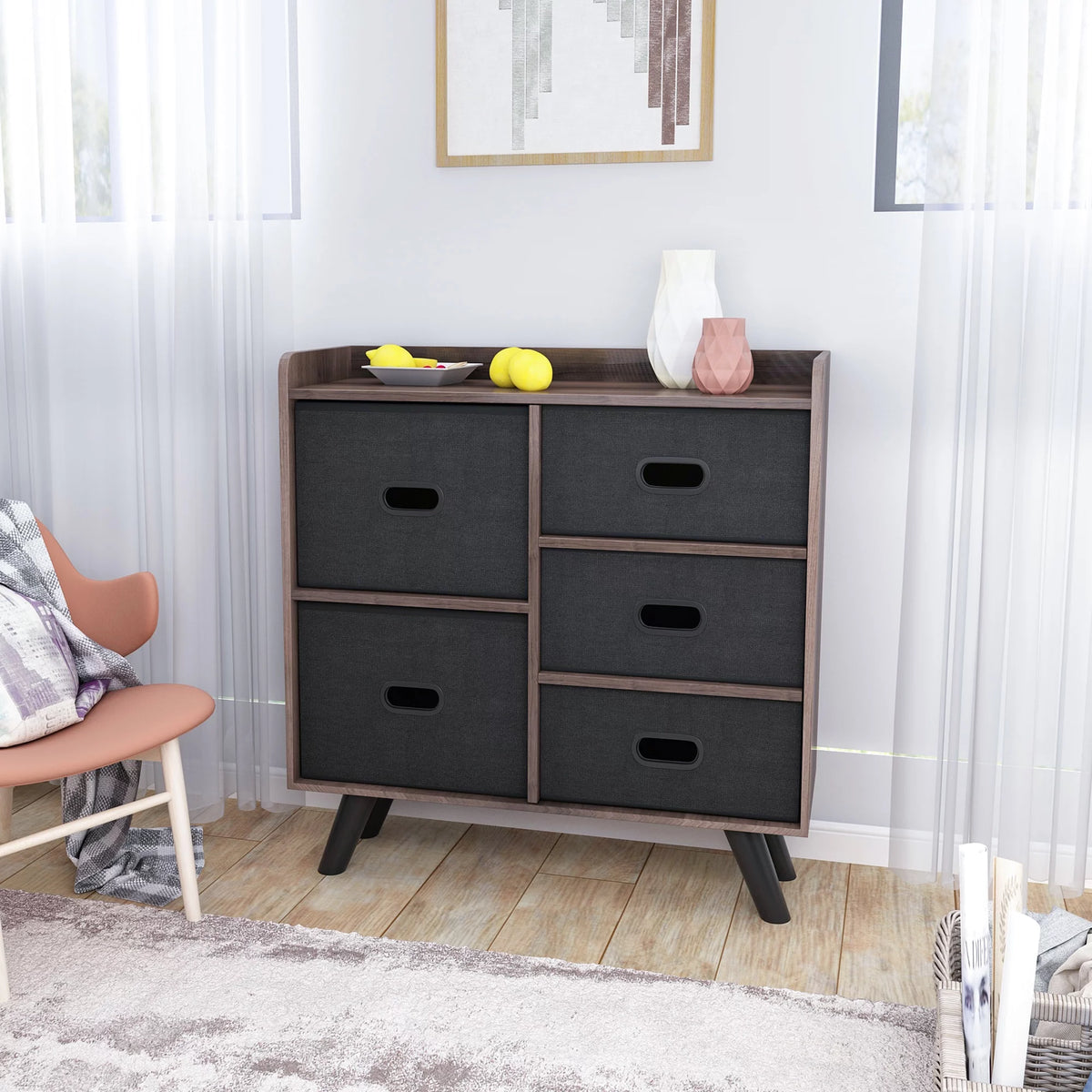 5 Drawer Fabric Dresser Organizer Cabinet T24001
