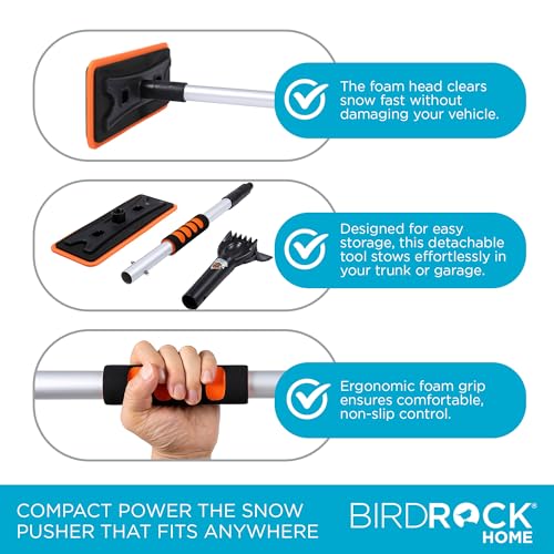 55" Extendable Snow Brush with 14" Foam Head & Detachable Scraper P425
