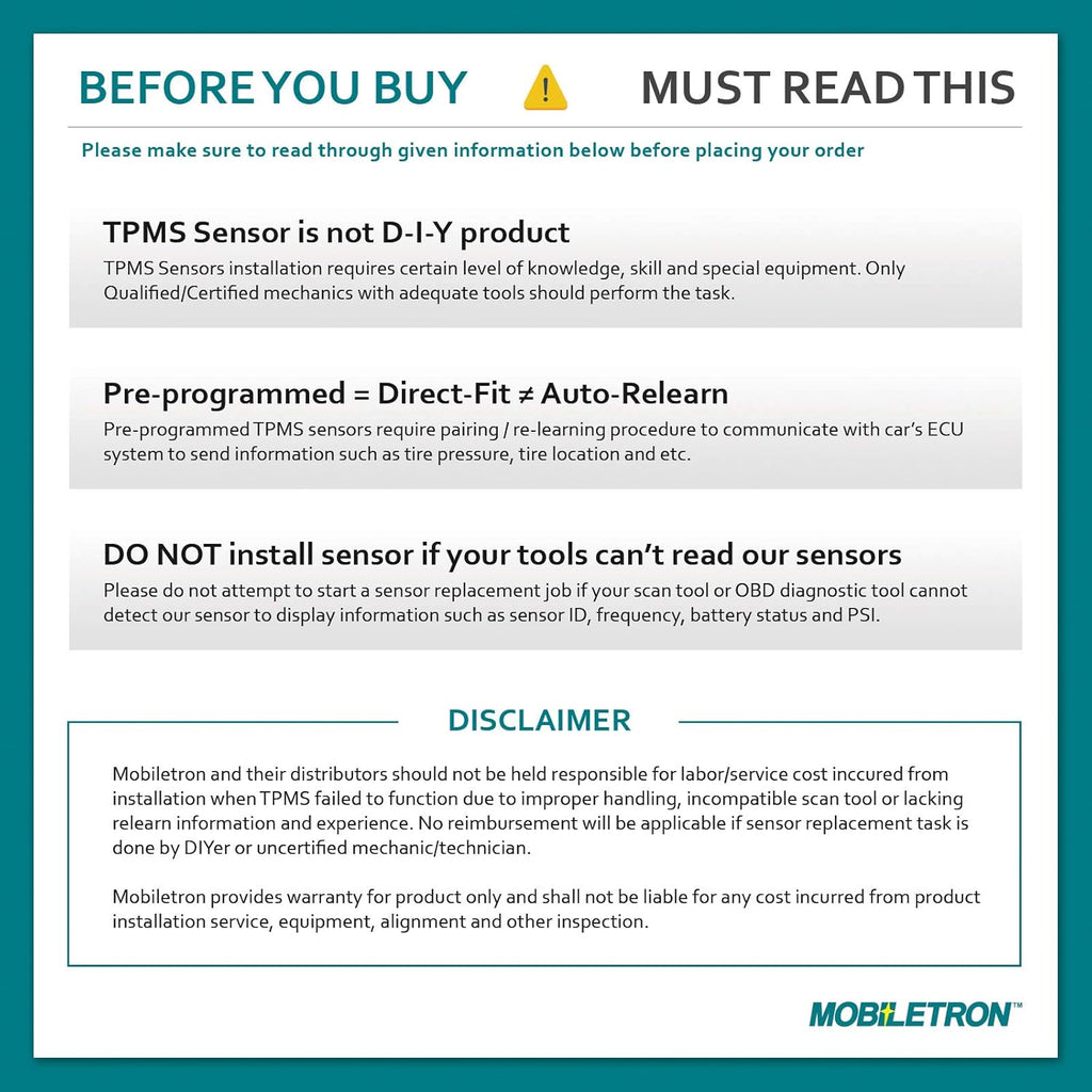 TPMS Tire Pressure Sensor 4-Pack V612