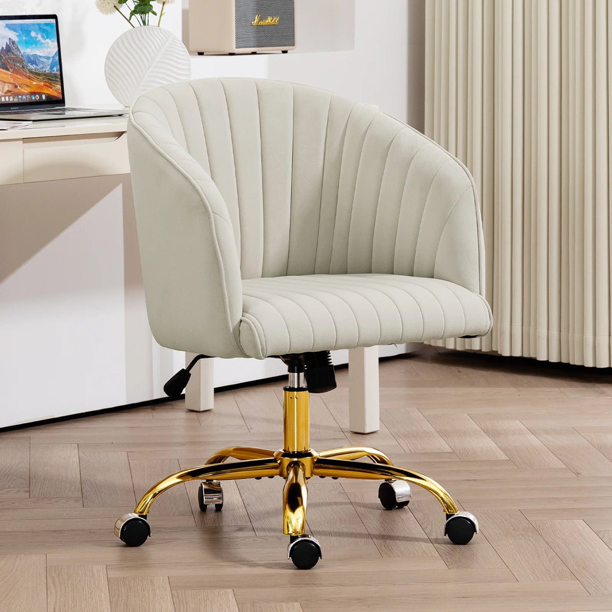 Velvet Swivel Office Chair with Wheels M224