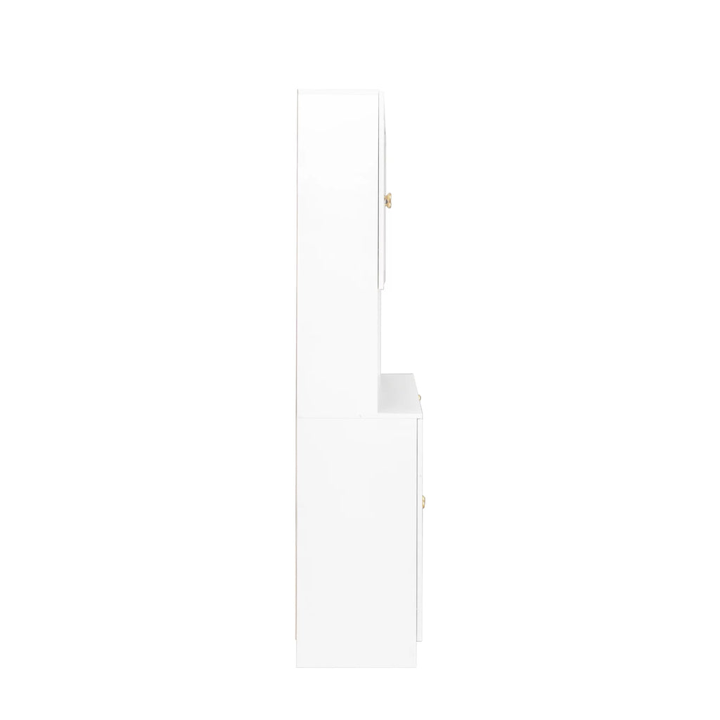 70.87" Tall White Wardrobe with 6 Doors, 1 Shelf and 1 Drawer Z890065