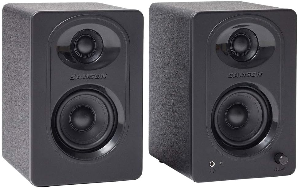 Stereo Turntable with Bluetooth (Black) + Powered Studio Monitors + Headphones + Dual Adapter Cable + Rip Ties X657734