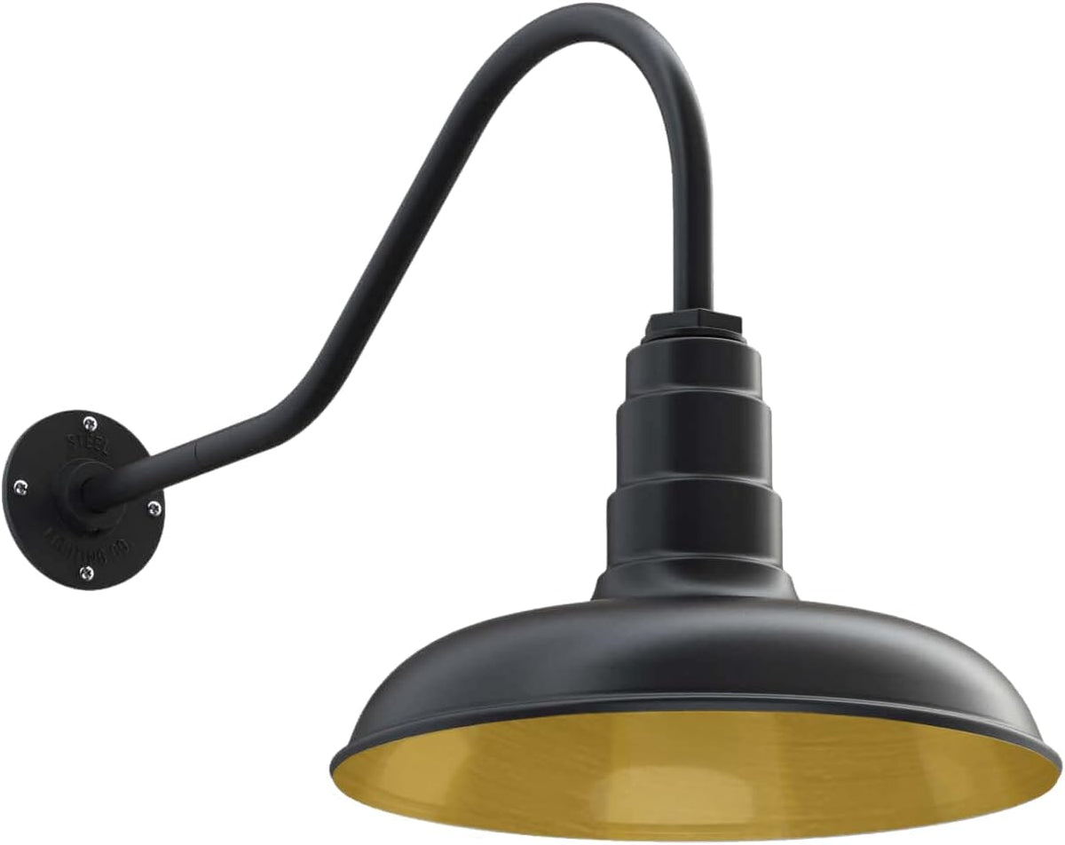 Green Steel Dome Gooseneck Barn Light H350