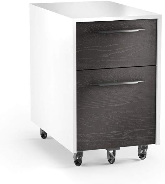 White/Charcoal Stained Ash Mobile File Pedestal Cabinet W36234