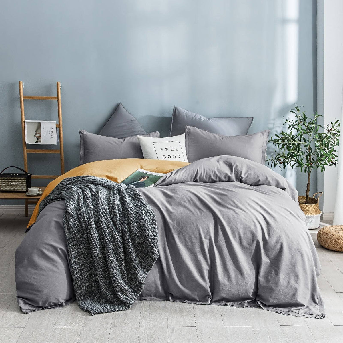 King Garment Washed Cotton Duvet Cover Set F7646
