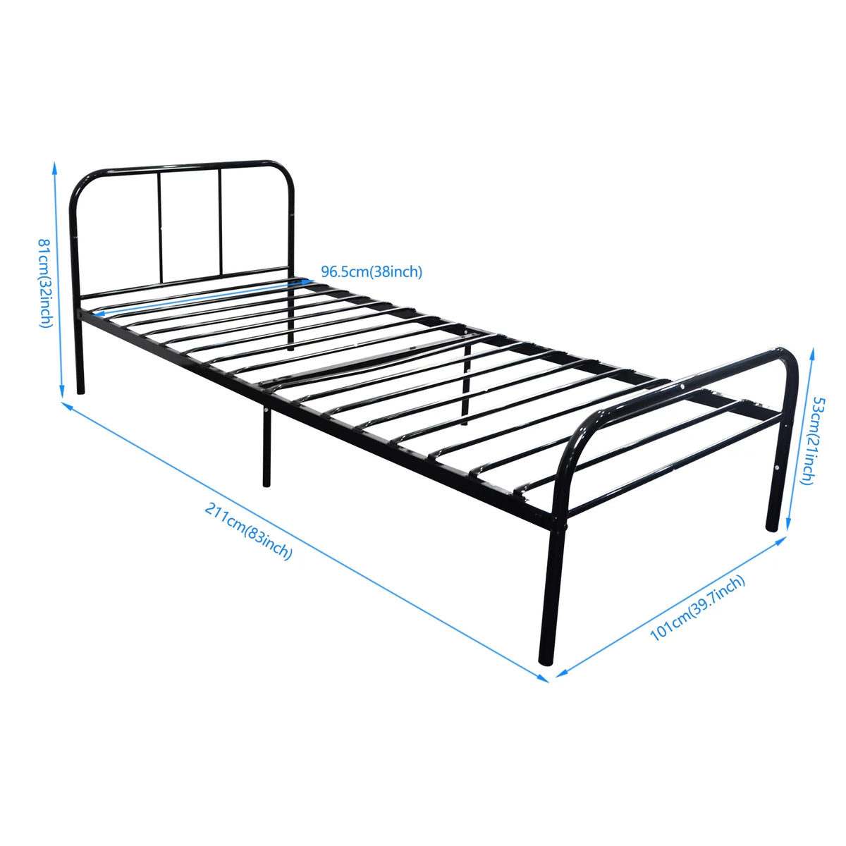 Twin XL Black Metal Bed Frame with Headboard and Footboard G134079
