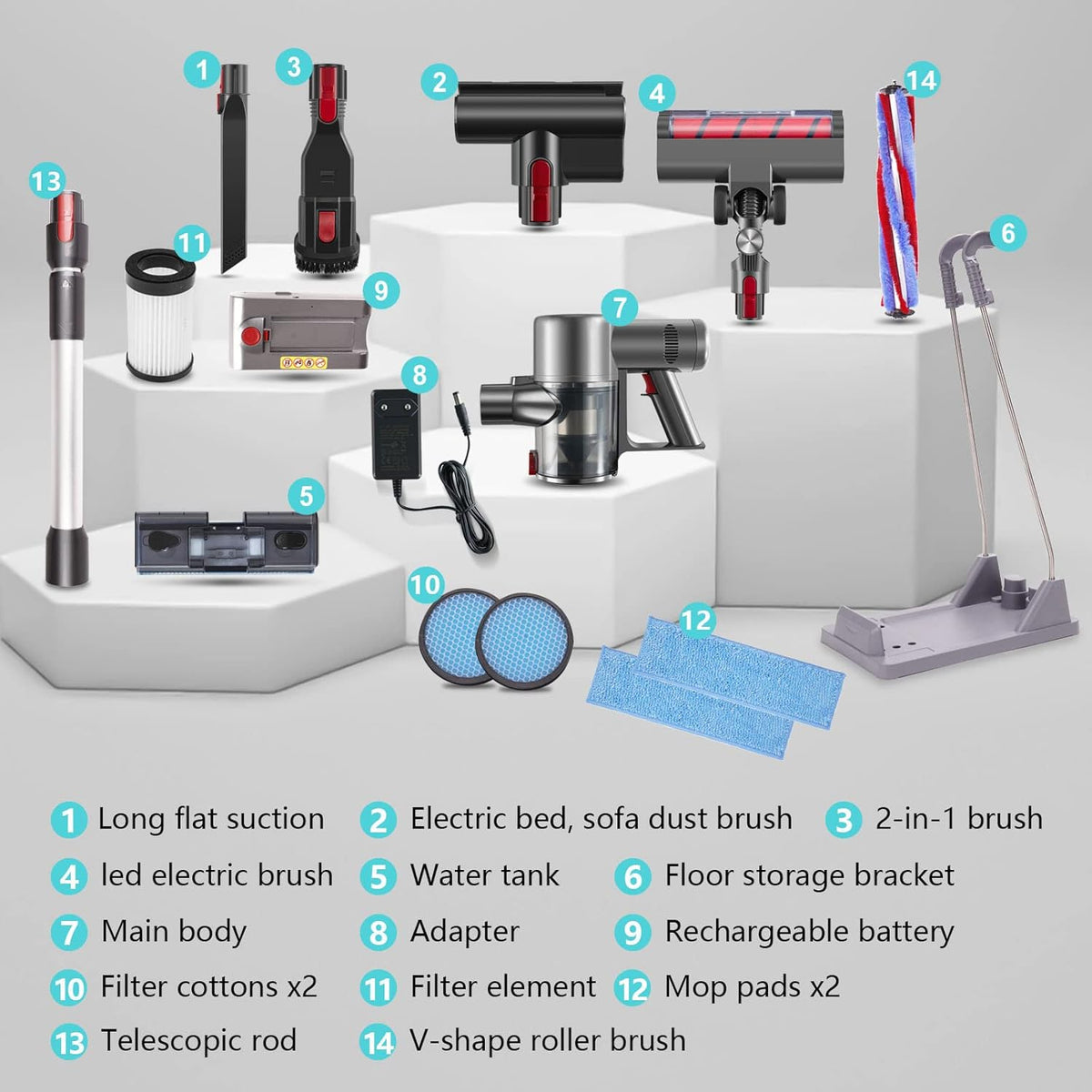 Cordless Stick Vacuum Cleaner with 2 Batteries, 27KPa Brushless Motor, LED Display P735