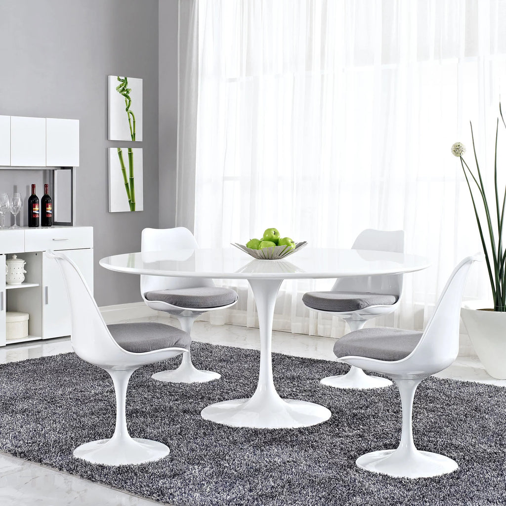 60" Round Wood Top Dining Table in White Q24171
