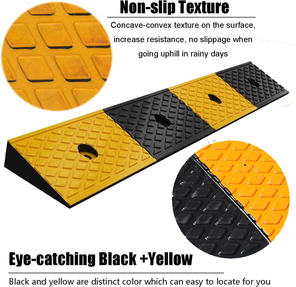 2" Rubber Curb Ramps Heavy Duty Loading Threshold Ramp 39.3x5.9x2 Inch S6768