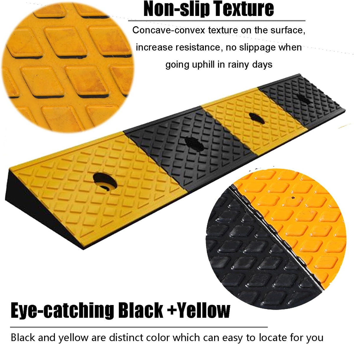 2" Rubber Curb Ramps Heavy Duty Loading Threshold Ramp 39.3x5.9x2 Inch S6768