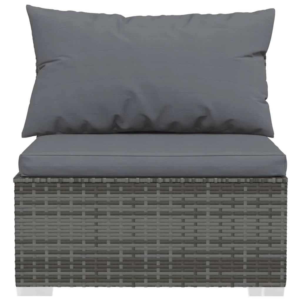 9 Piece Patio Set with Cushions Gray Poly Rattan H818