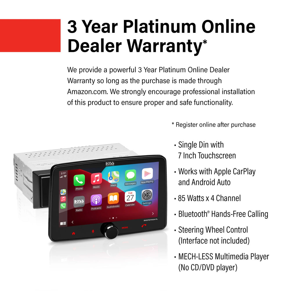 Single Din 7 Inch Touchscreen Car Stereo with Apple CarPlay Android Auto Bluetooth V2508