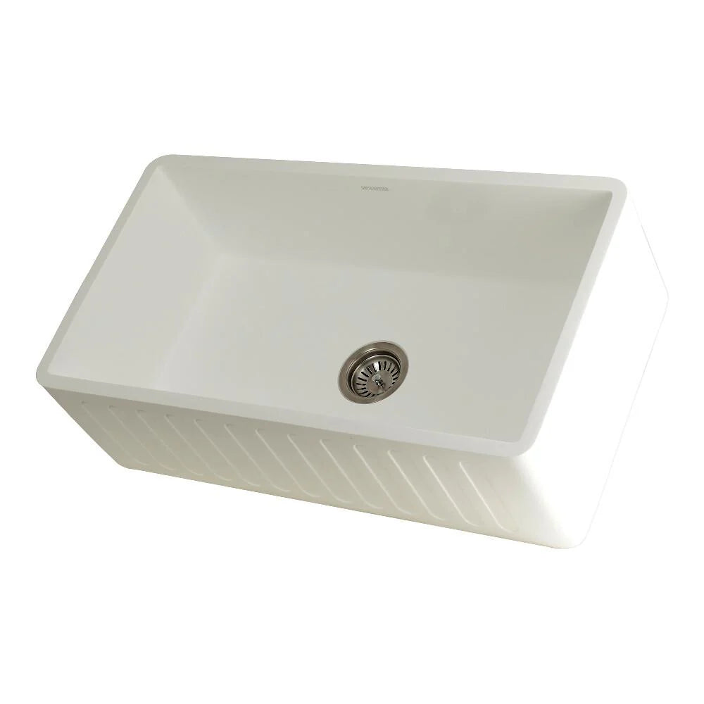 33 In. Apron Front Farmhouse Single Bowl Kitchen Sink, Matte White Z885