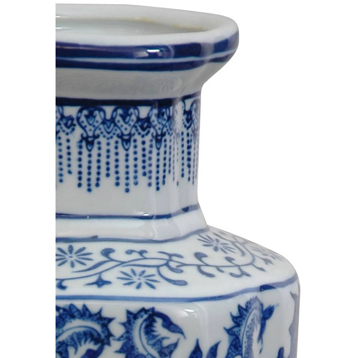 12" Floral Blue & White Porcelain Vase W572734