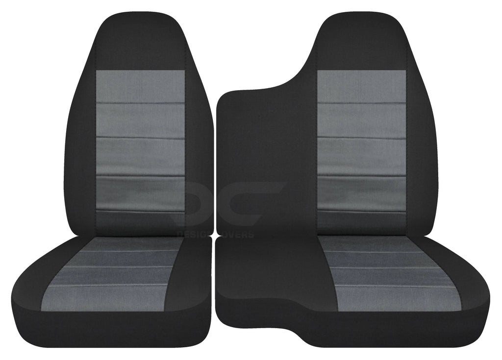 Black and Charcoal Velour Truck Seat Covers L8233