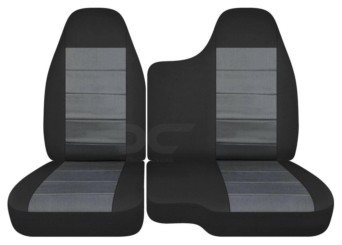 Black and Charcoal Velour Truck Seat Covers L8233