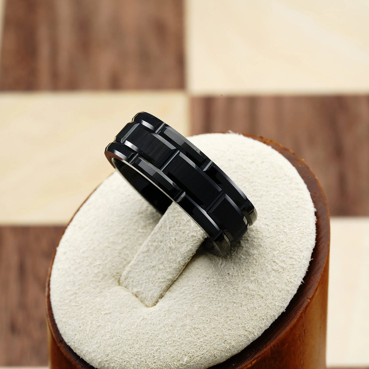 Black Tungsten Rings Wedding Band Brick Pattern Brushed Size 6-16 A58675