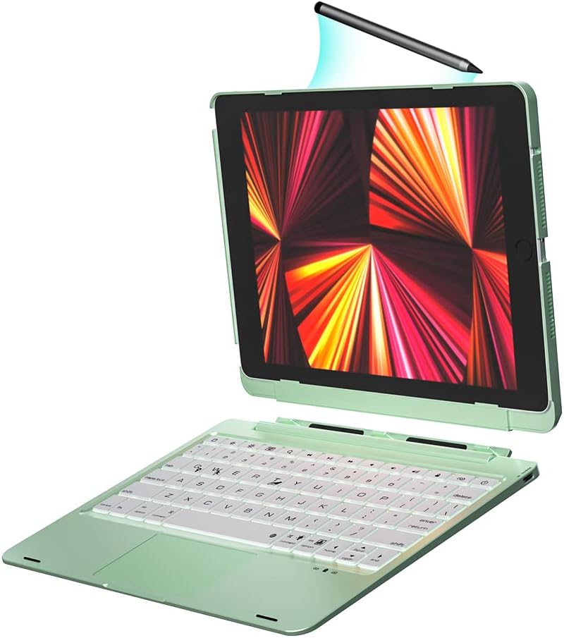 Green Detachable Keyboard Case with Trackpad for iPad 10.2 inch S419