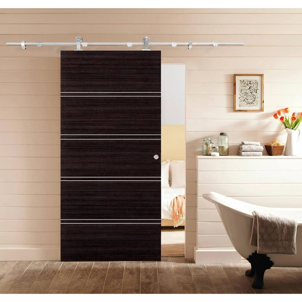 96 in. Stainless Steel Sliding Door Track and Hardware Set F72765