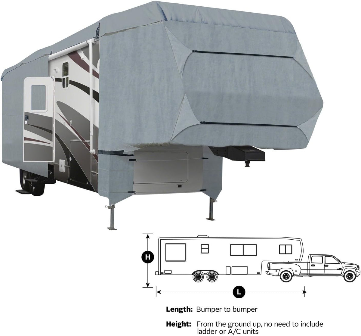 4-Layer RV Travel Trailer Camper Cover Fits 37'-41'L Extra Tall with Zipper Access C9865