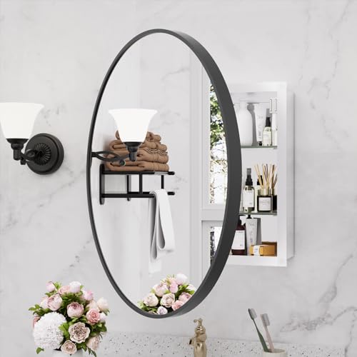 Gold Metal Framed Recessed Bathroom Medicine Cabinet with Beveled Mirror 16x24 inch J1741