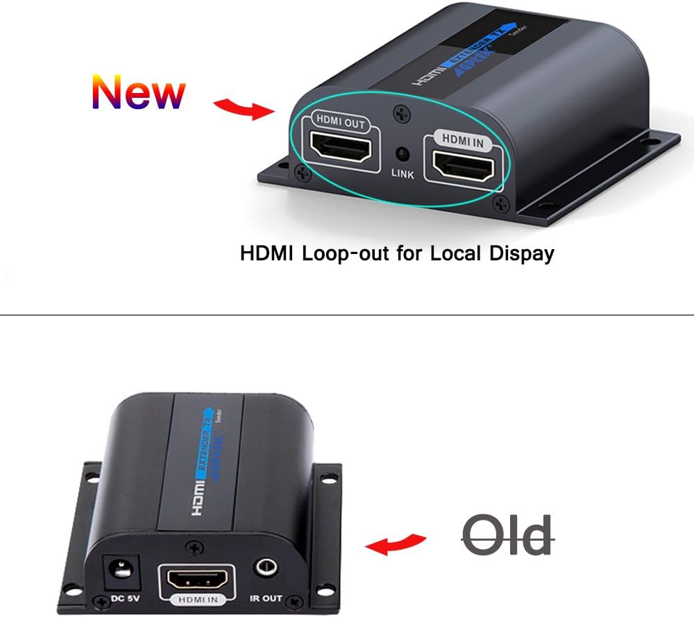 HDMI Extender with Loop-Out Local Display, 1080P up to 196ft Over Cat6 Ethernet Cable with IR Blaster Pack of 2 L608751