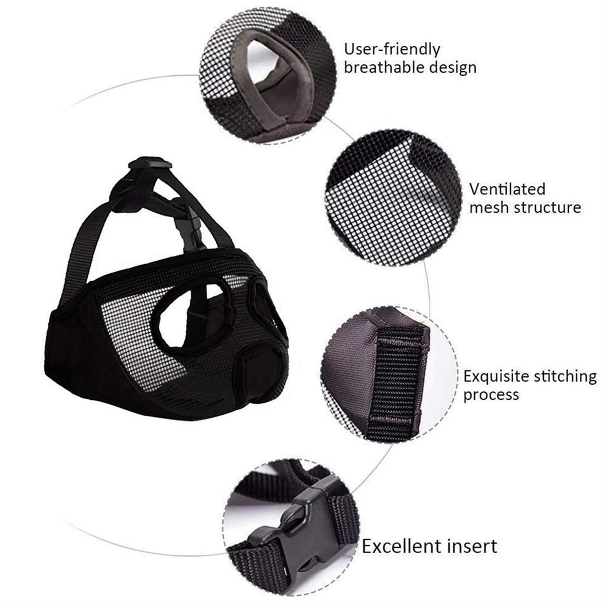 Adjustable Breathable Mesh Short Snout Dog Muzzle S510