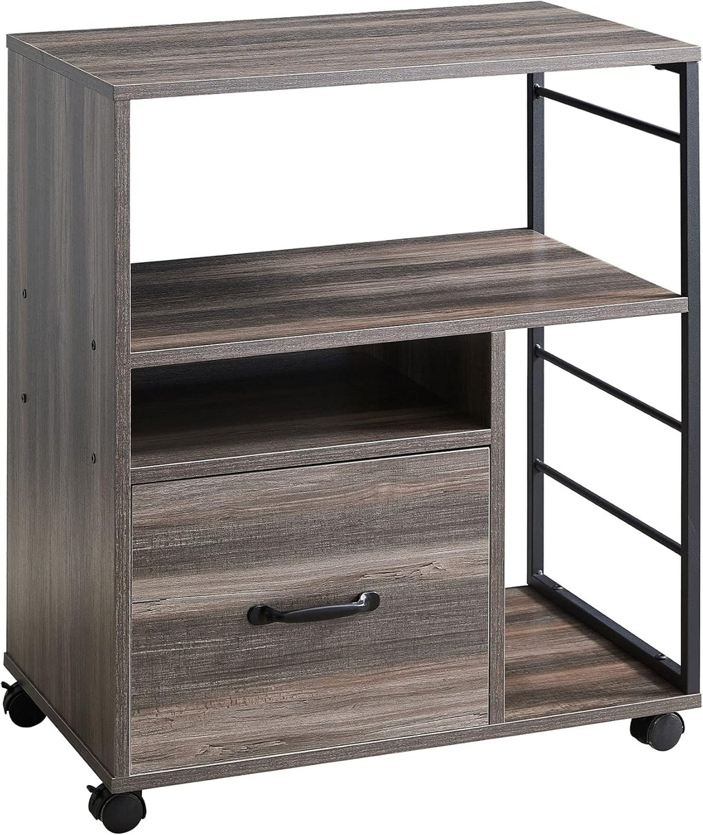 Rolling File Cabinet with Drawer and Open Storage Shelves R752484