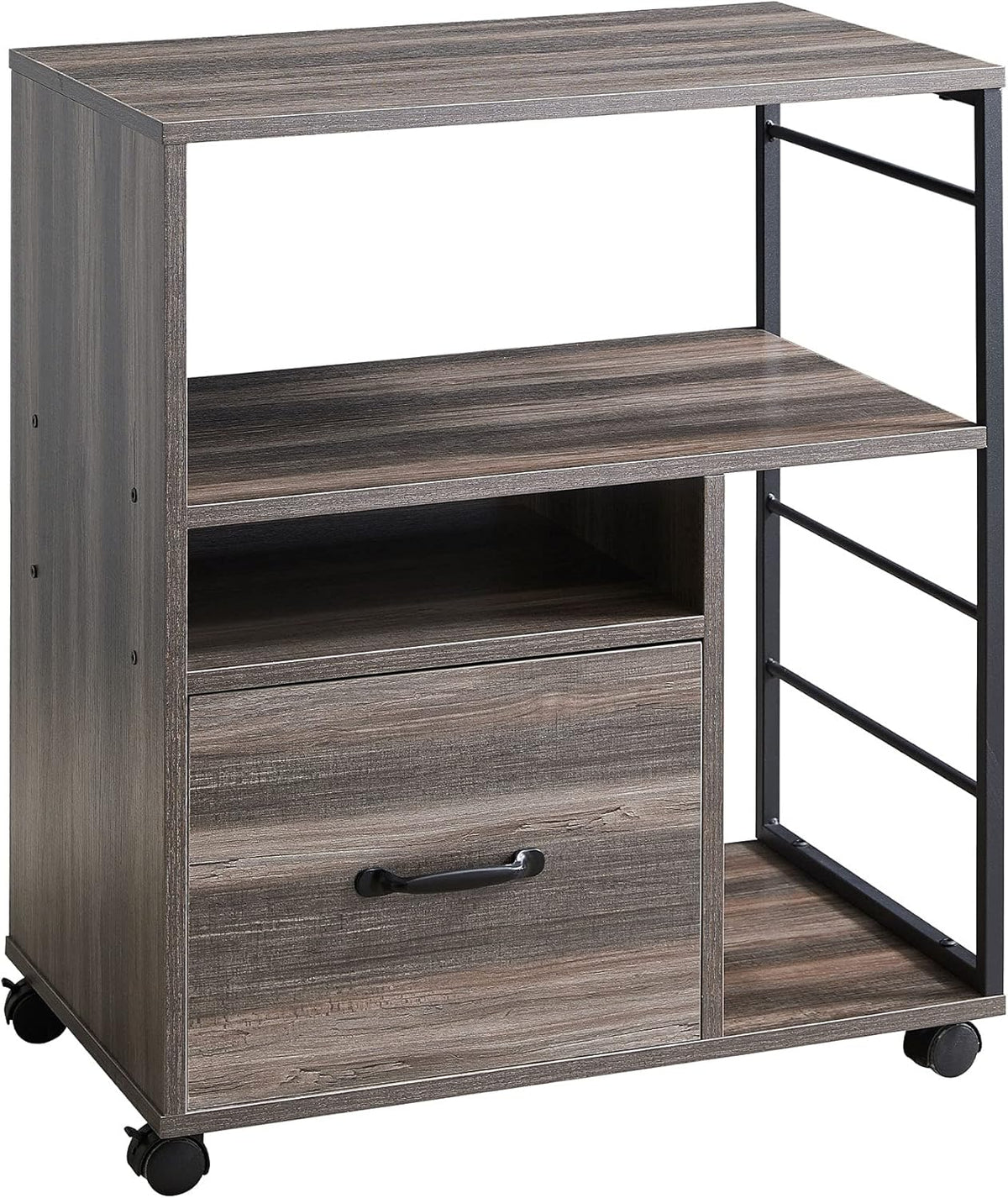 Rolling File Cabinet with Drawer and Open Storage Shelves R752484