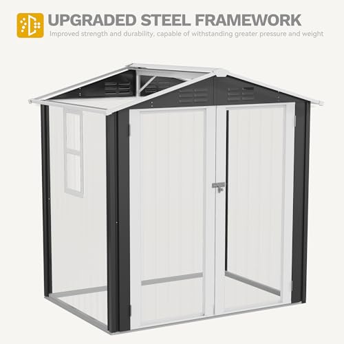 6x4ft Metal Outdoor Storage Shed with Window H334367