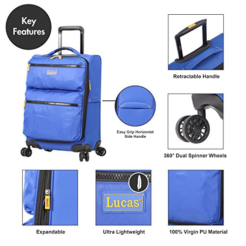Ultra Lightweight Carry On Expandable Softside 20 Inch Luggage Small Rolling Bag Durable 8-Spinner Wheels Suitcase Royal Blue G902