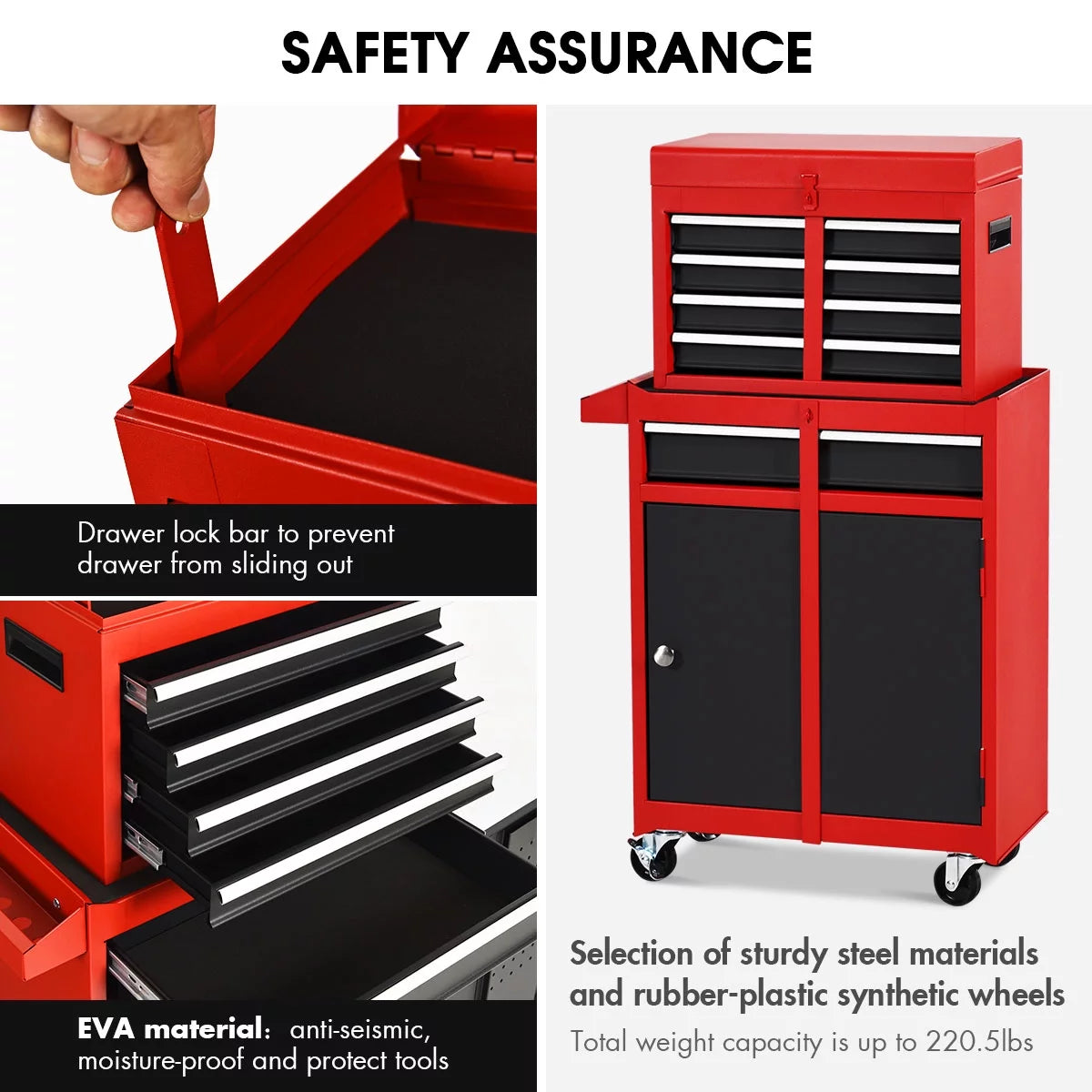 2 in 1 Tool Chest & Cabinet with 5 Sliding Drawers M530717