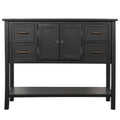 Black Rectangle Solid Wood Console Table with 4-Drawers G41351
