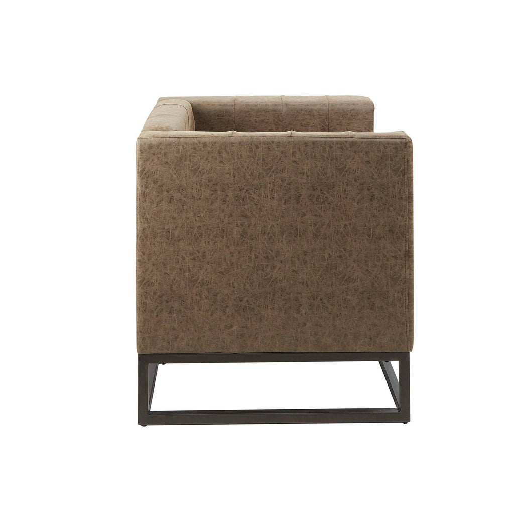 Brown Upholstered Accent Chair with Metal Base P957