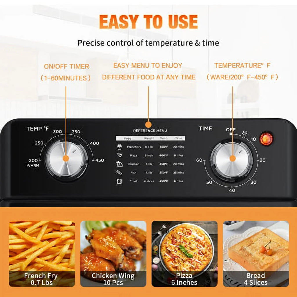10qt Black Stainless Steel Air Fryer Toaster Oven Combo Q2674