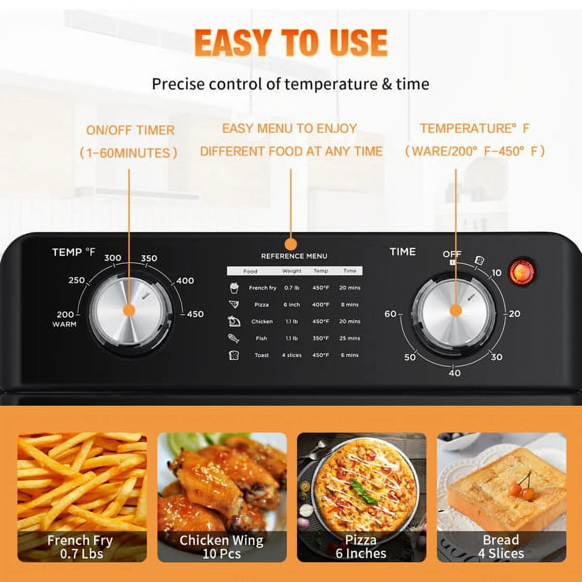 10qt Black Stainless Steel Air Fryer Toaster Oven Combo Q2674