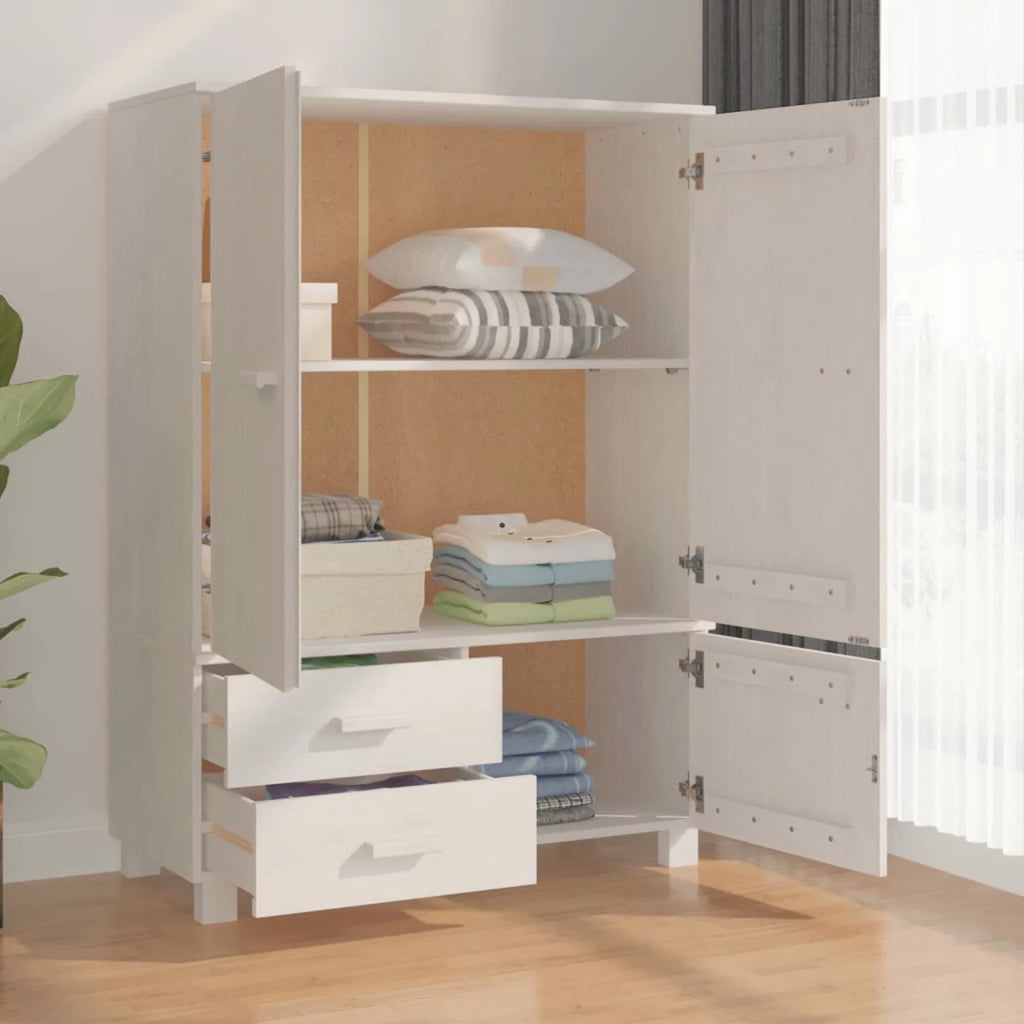 Pine Wood Wardrobe with Doors and Drawers K62272