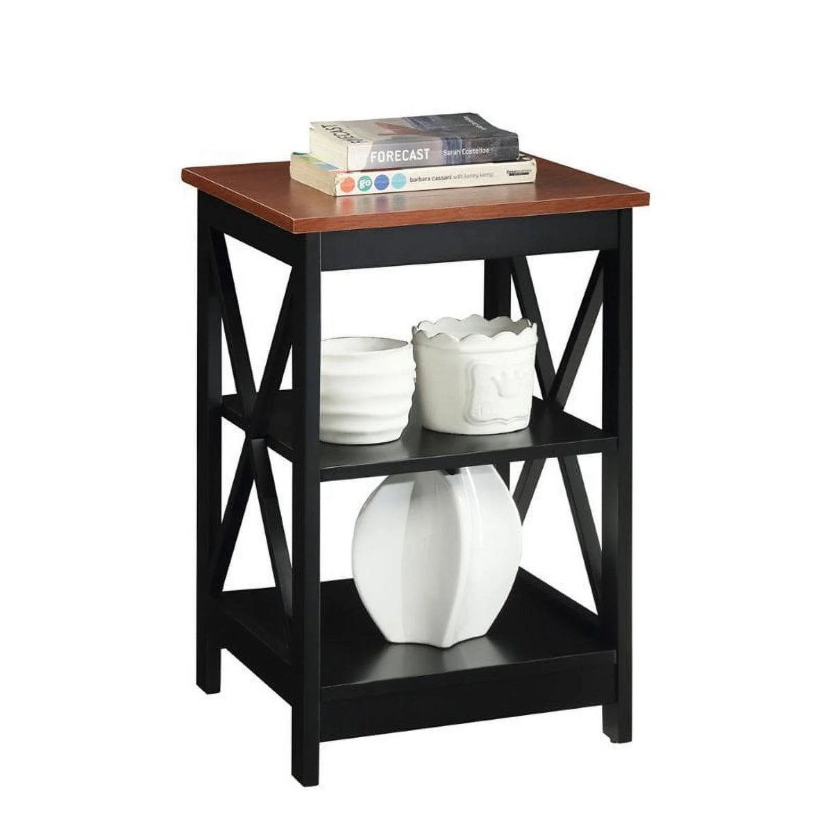 Wood End Table with Middle & Bottom Shelf in Cherry P318400