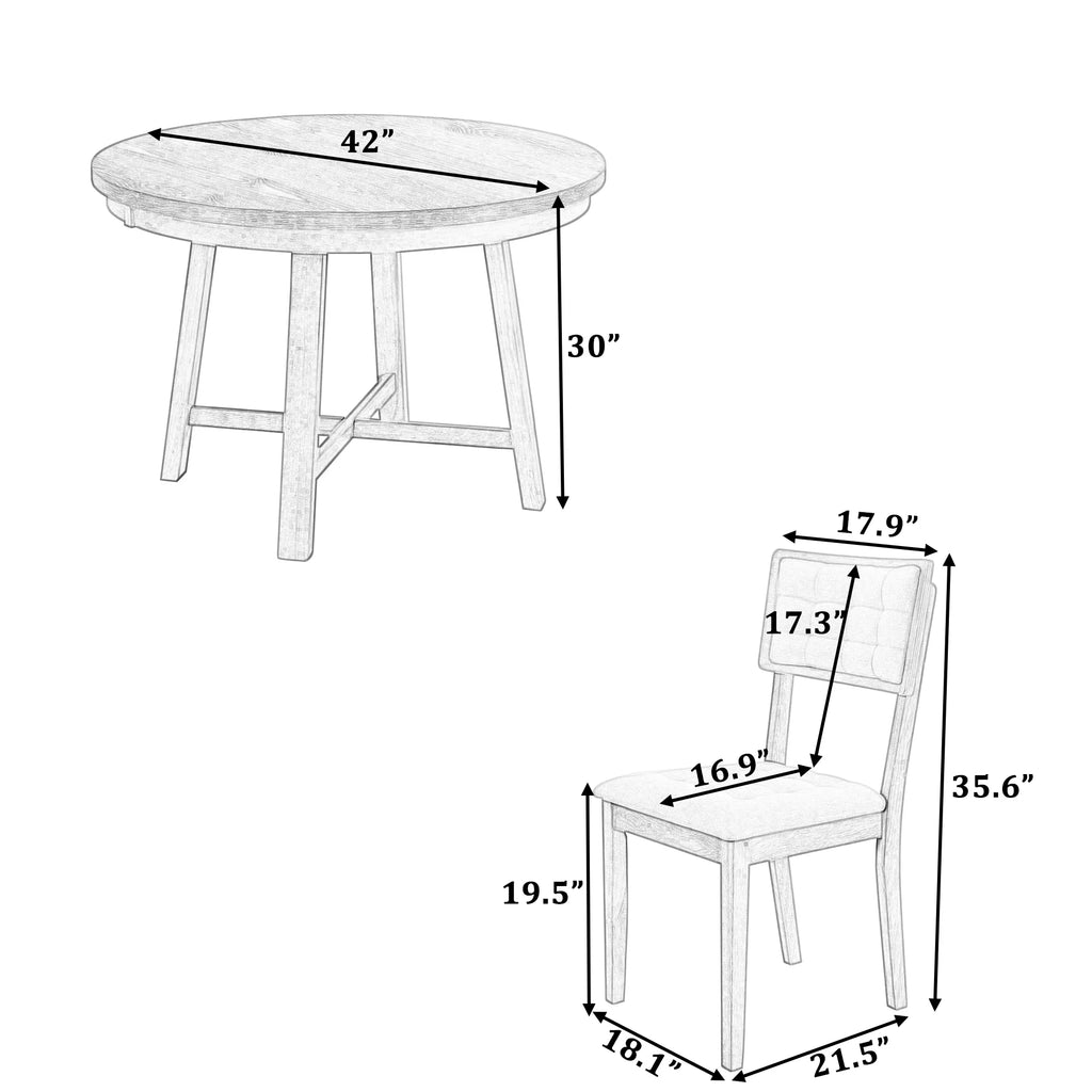 Rustic Wood 5 Piece Dining Table Set Q831