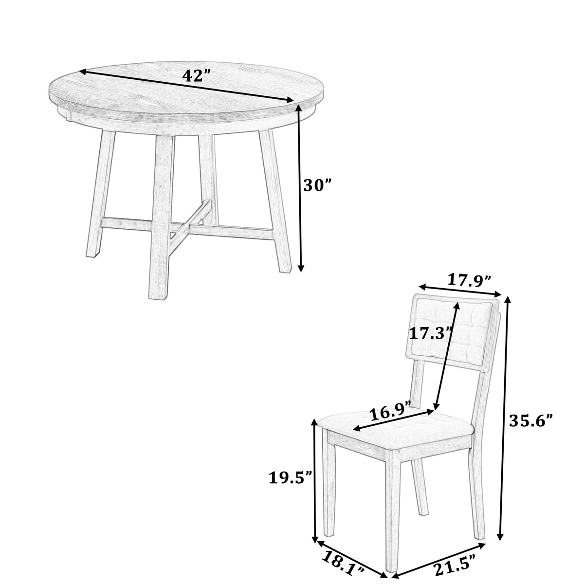 Rustic Wood 5 Piece Dining Table Set Q831