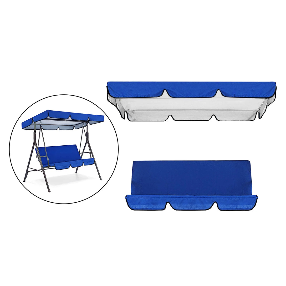 Blue Patio Swing Cushion Set for 3 Seater Swing Chairs U57597