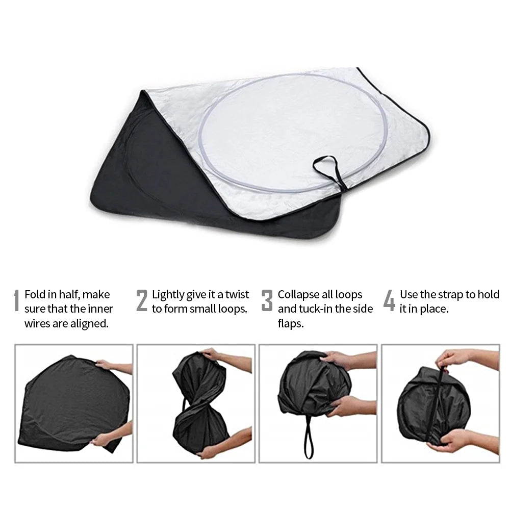 Silver Reflective Fabric Windshield Sun Shade T534