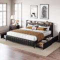 King Bed Frame with Storage Drawers and Upholstered Platform Bed I470