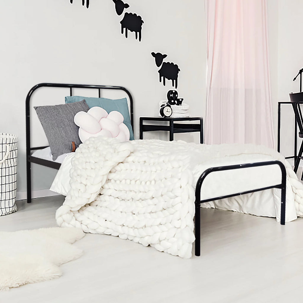 Twin XL Black Metal Bed Frame with Headboard and Footboard G134079